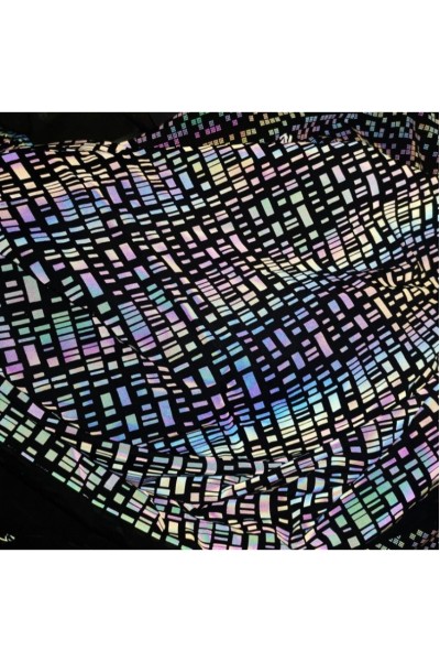 DG-CW Holographic Reflective Printed Fabric; English Letter Print; Holographic Reflective Fabric; Printed Reflective Fabric; Size: Width 1.37m; Thickness: 0.5mm; Base Fabric: 100% Polyester / Polyester-Cotton / Polyester-Spandex; Reflectivity: 330-450 cd/ detail view-2